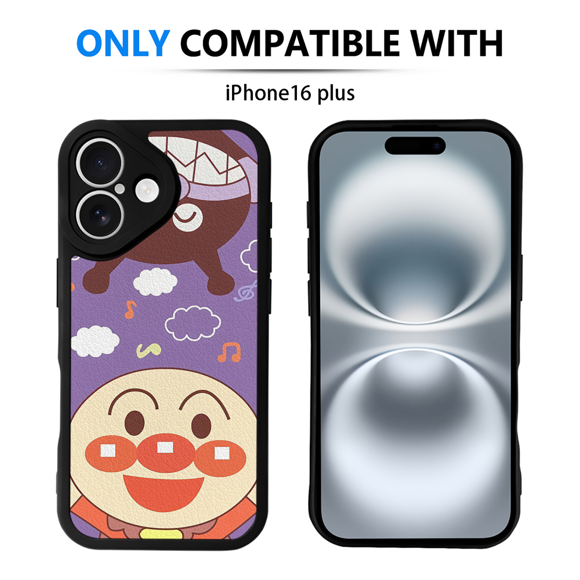 （画像用） アンパンマン Anpanman 【iPhone 16シリーズ対応】シリコンスマホケース（レザー調） 材質：シリコン